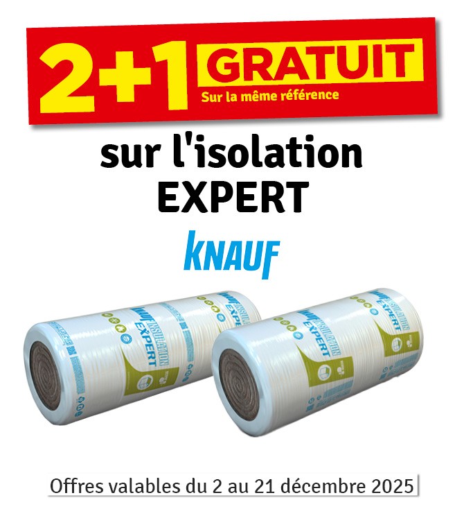 2 + 1 gratuit sur l'isolation Expert KNAUF